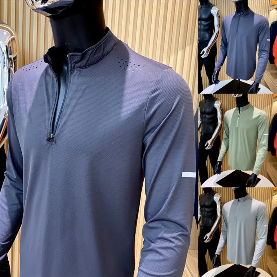 Men's Dry Fit Breathable UV Half Zip Neckline Sports Long Sleeve Jacket