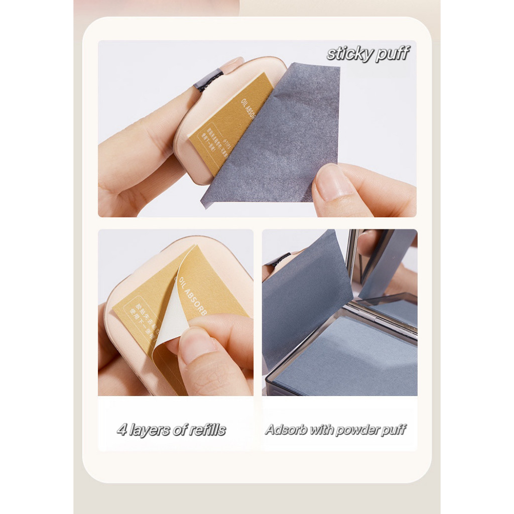 Powder Puff Oil Absorbent Paper with Puff,mirror Gentle Removes Oil and ...