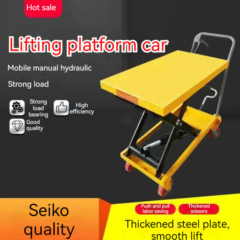Manual hydraulic mobile lifting platform car small mold flat trolley