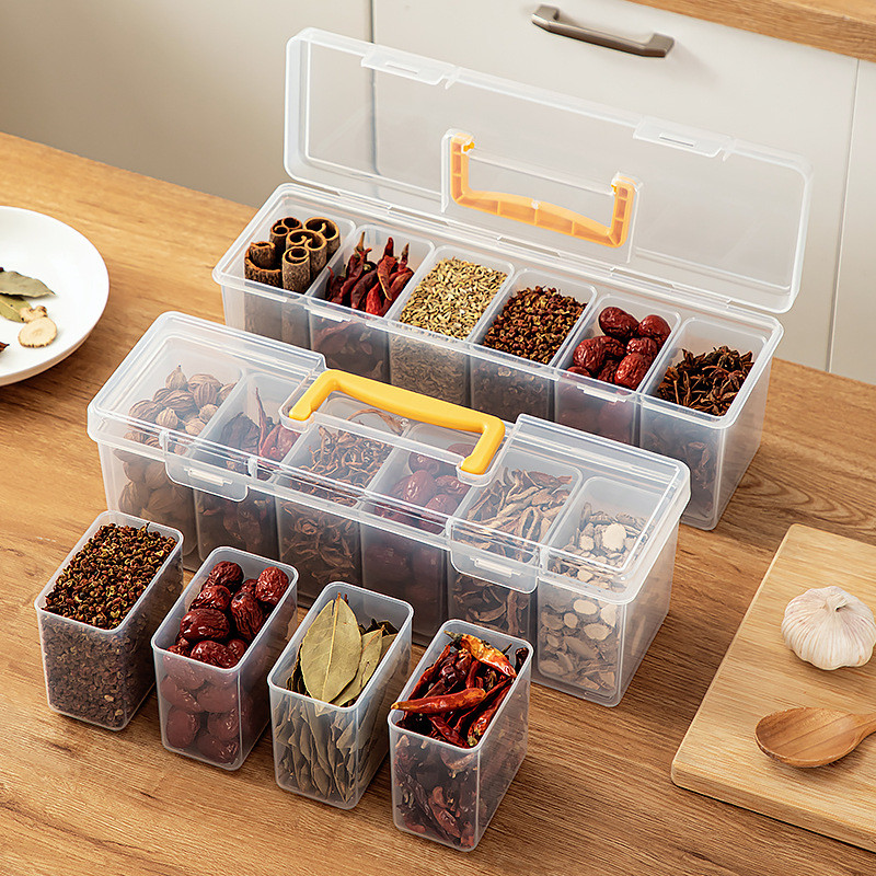 Spice Storage Box Portable with Lid Kitchen Food Grade Large Seasoning ...