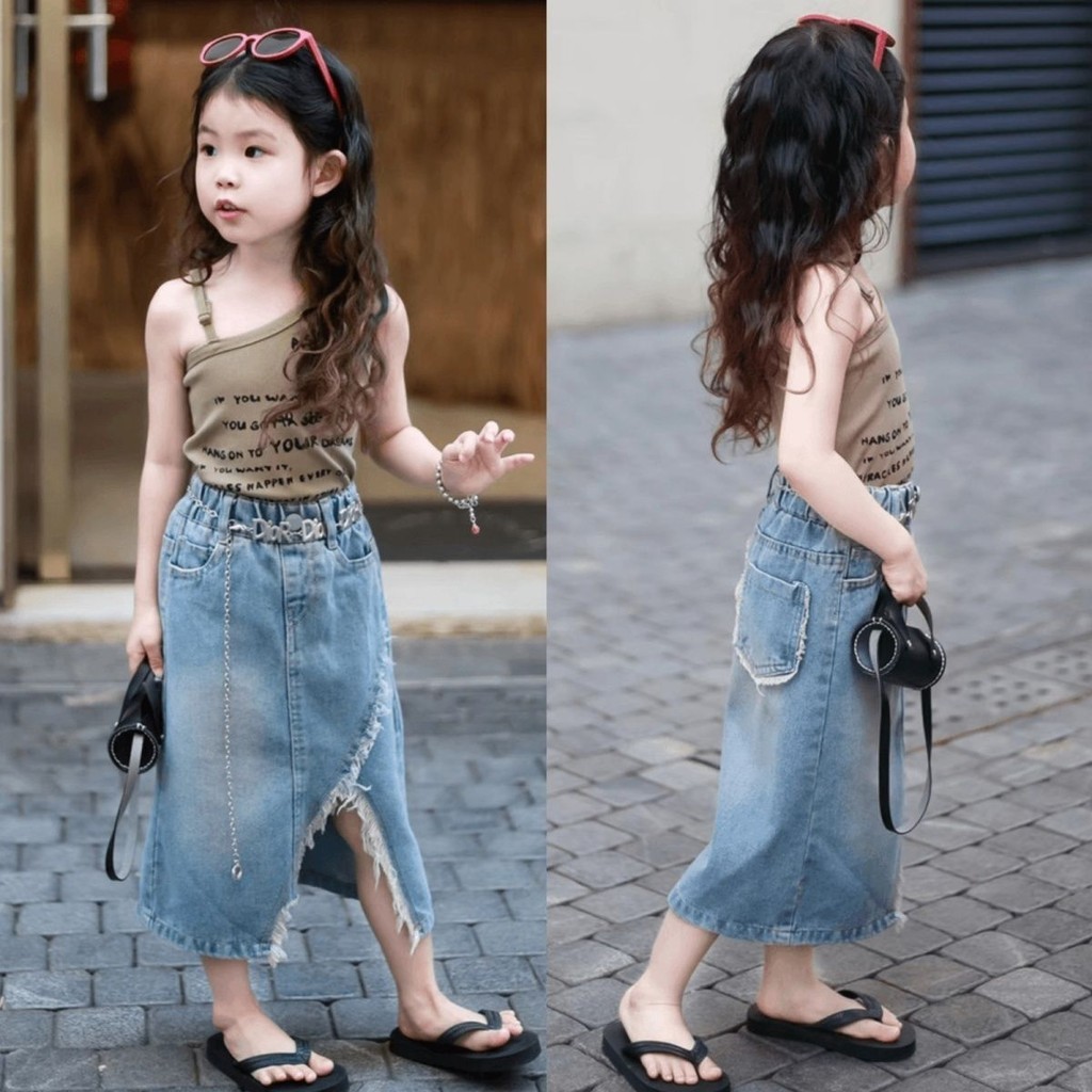 Girls Summer Suit Summer Children Western Style New Style Sleeveless