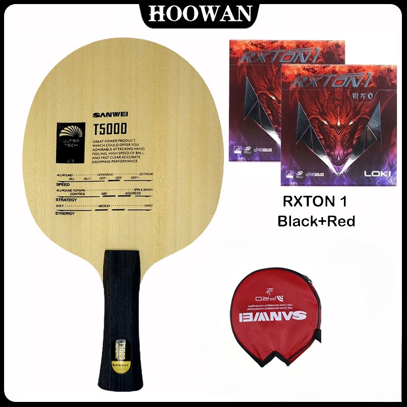 Sanwei T5000 Carbon Table Tennis Racket (5+2 carbon)+RXTON 1 Rubber ...