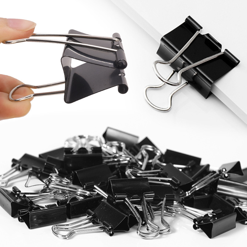 12pcs Black Metal Binder Clips - Paper Clamps Clips - School Office ...