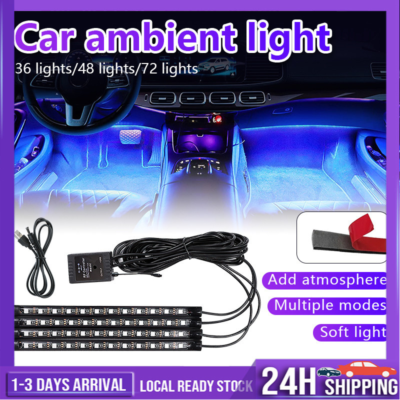 Car LED Color Light Strip RGB Car Interior Ambient Lights USB Voice ...
