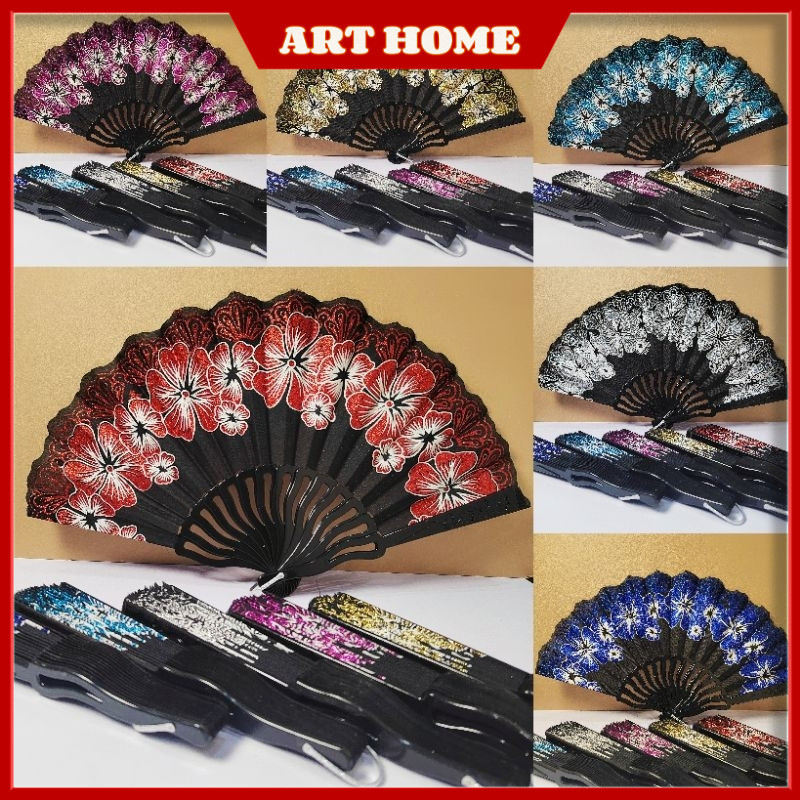Folk Dance Wedding Hot Gold Handheld Flower Folding Fan Hand Fan Ladies ...