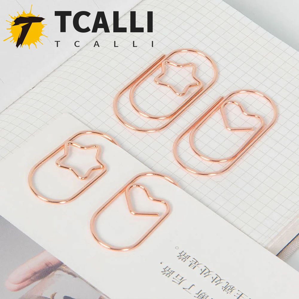 TCALLI 50pcs/bag Paper Clips, Mini Heart Hollow Binder Clip, Bookmark