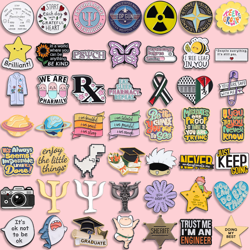 55 Styles Hot Selling Styles Ready-made Enamel Brooch PSI Psychology ...