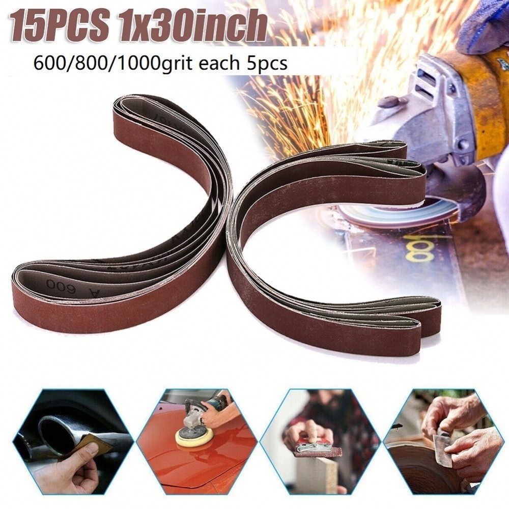 Professional Grade Sanding Belt Kit 1x30 600 800 1000 Grit for