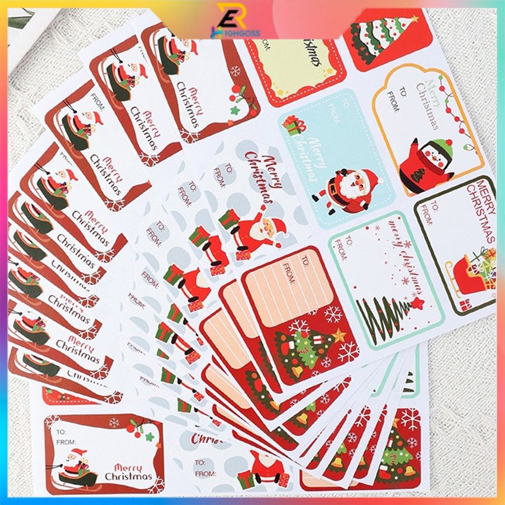 Merry Christmas DIY Gift Stickers Name Tags Present Seal Label Stickers ...