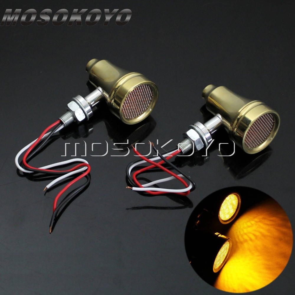 MO Brass Retro Vintage LED Grill Indicator Light Flashing For H Arley C ...