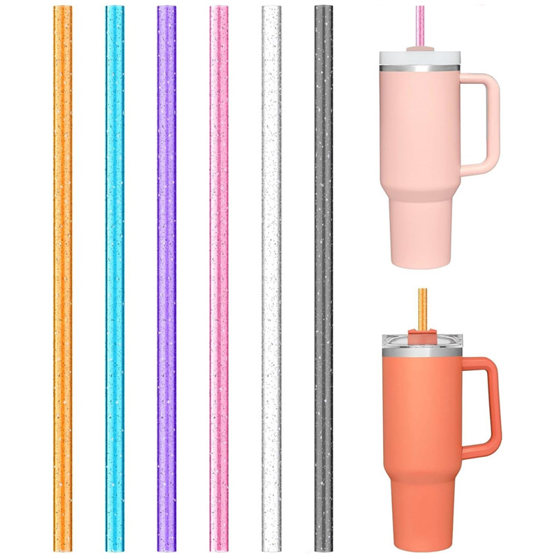 6 Pcs Straight/ Bent Stainless Steel Drinking Straws For Yeti 30oz Tumbler With 1 Pc Cleaning Cleaner Brush
