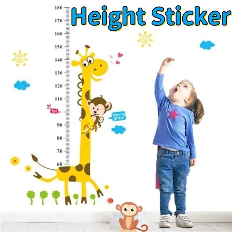 Removable Height Chart Wall Sticker Cartoon Animals Height Measure For Kids Rooms Growth Chart Nursery Room Decor Wall Art