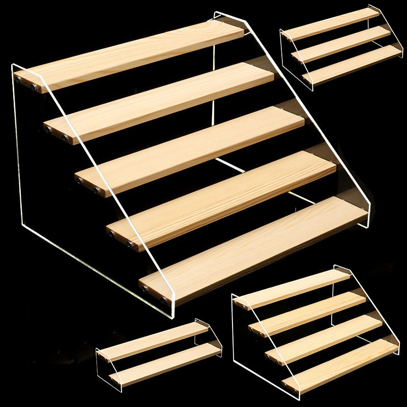 Wood Display Stand Figure Display Rack Storage Shelf Holder Makeup ...