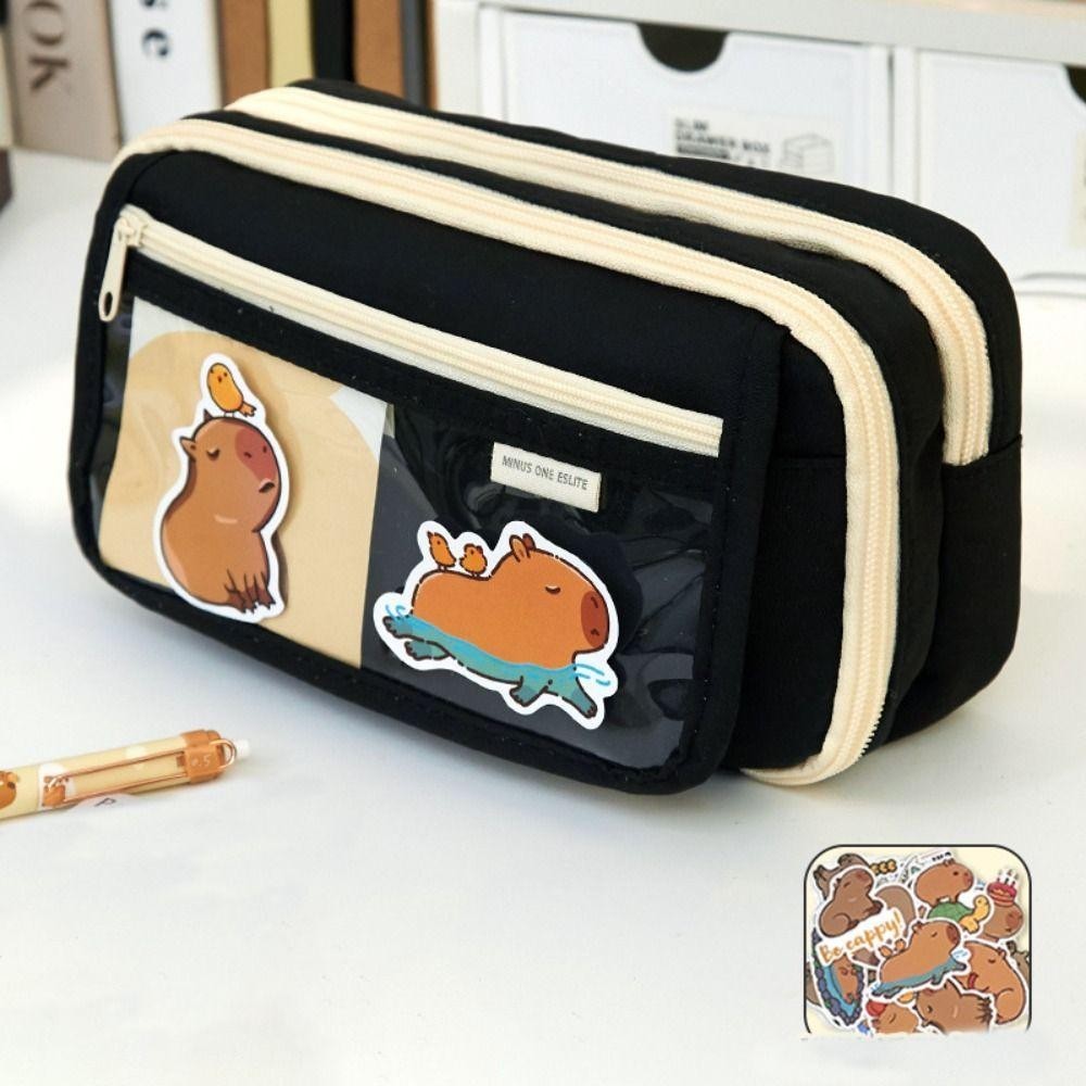 SUBE Pen Bag, Capybara Zipper Pencil Multifunctional Stationery fabric  Stationery Organizer Gift