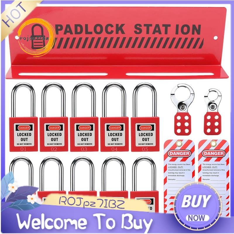 Lockout Tagout Station with 10 Keyed Different Safety Padlocks 2 Hasps ...