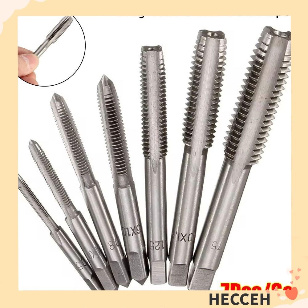 HECCEH 7Pcs/set Screw Thread Tap Set, Straight Fluted Right HandPlug