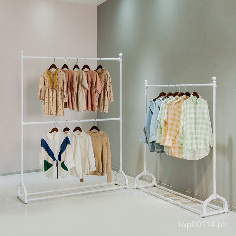 Clothing Store Display Stand Floor-Type Double-Layer Rod Coat Rack ...