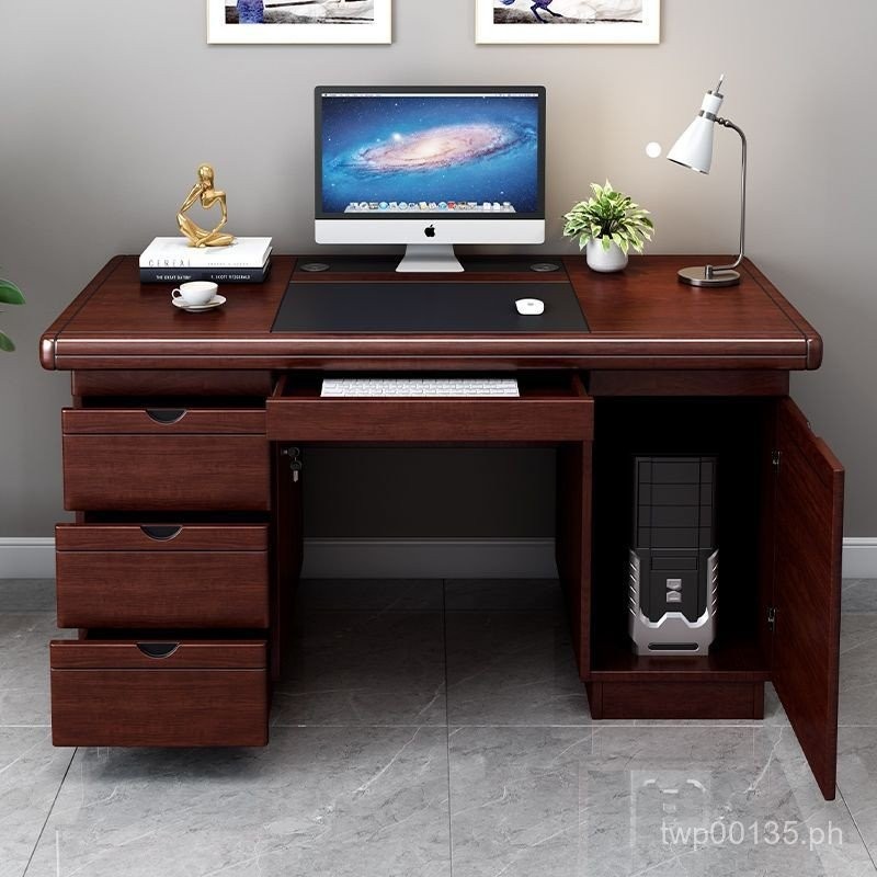 Desk Desktop Computer Desk Office Staff Single with Drawer Lock Home ...