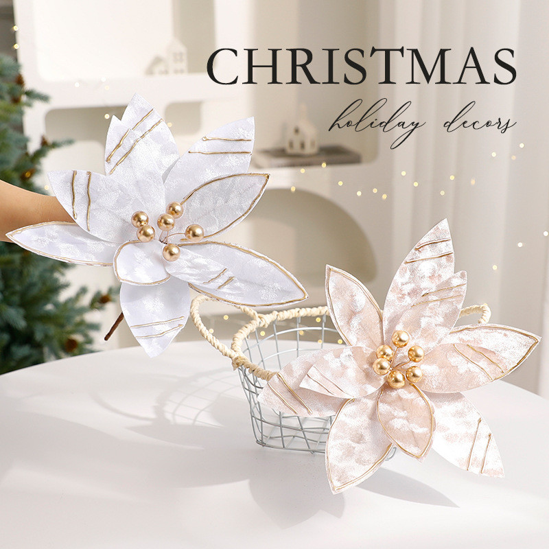 2024 New Style Christmas Flower Christmas Scene Cloth Pink Sequins