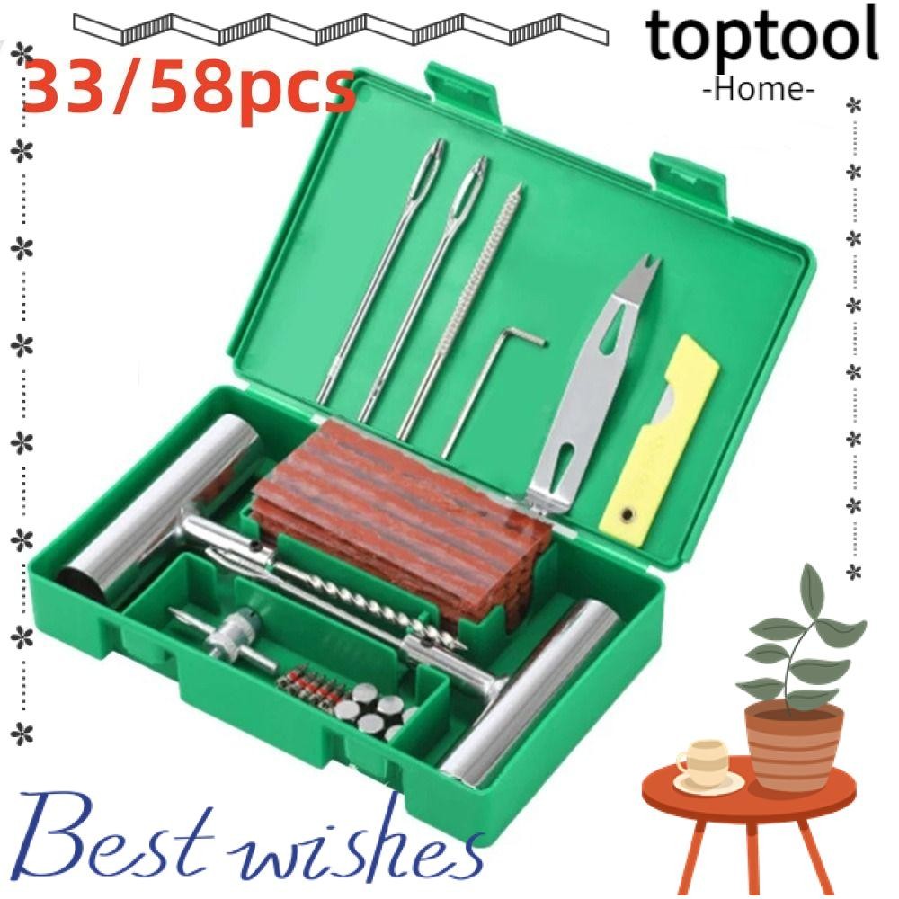 TOPTOOL 33/58pcs Auto Tire Repair Set, Car Van Motorcycle Bike