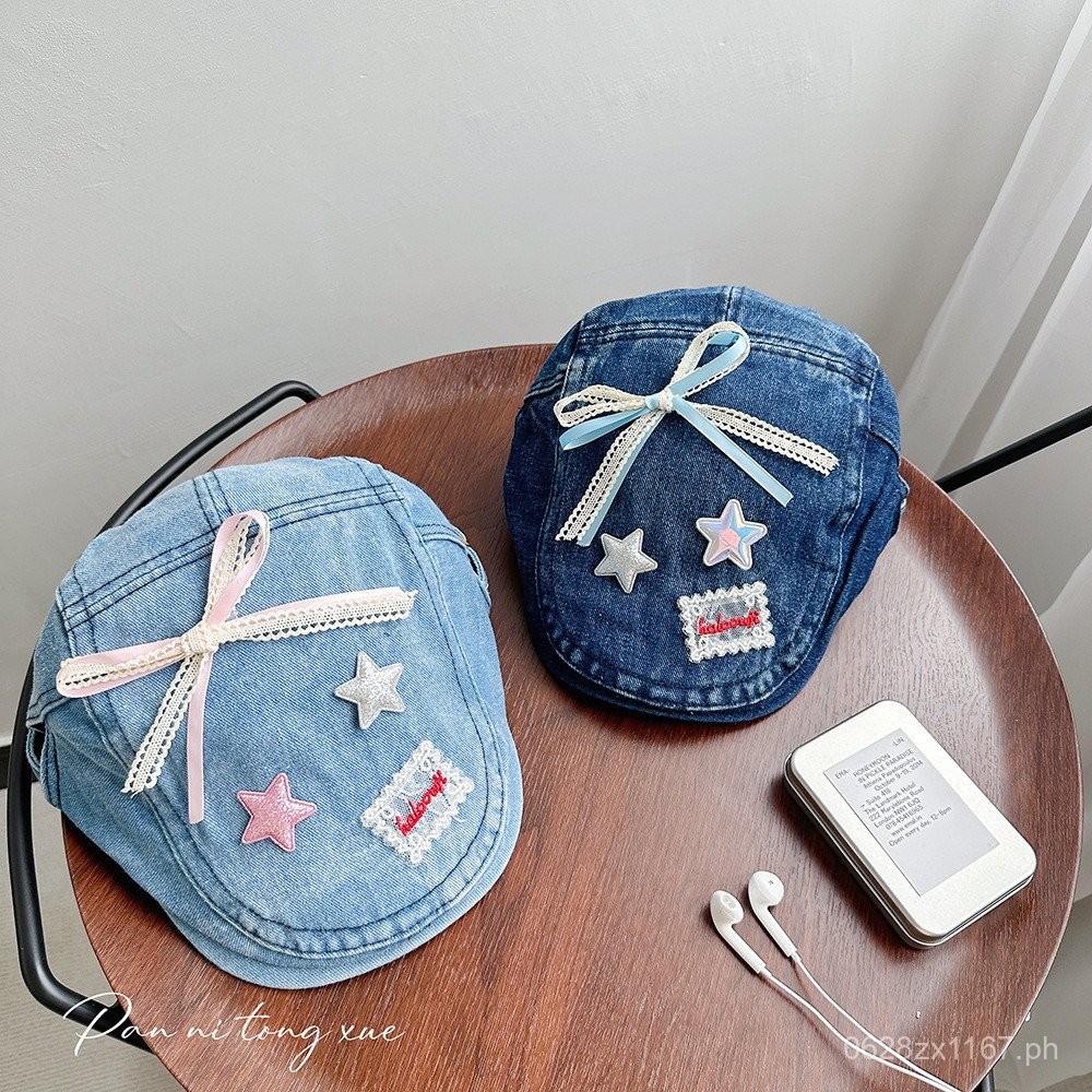 Beret Cowboy Sweet Cool Japanese Vintage Denim Hat Forward Hat Women ...