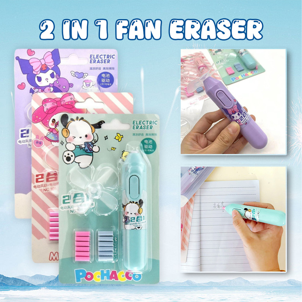 Automatic Eraser 2 in 1 Portable Sanlio Electric Eraser with Mini Fan ...