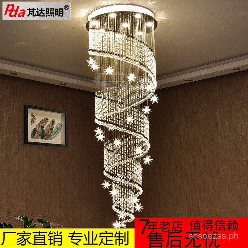LED Modern Minimalist Duplex Staircase Chandelier Villa Rotating ...