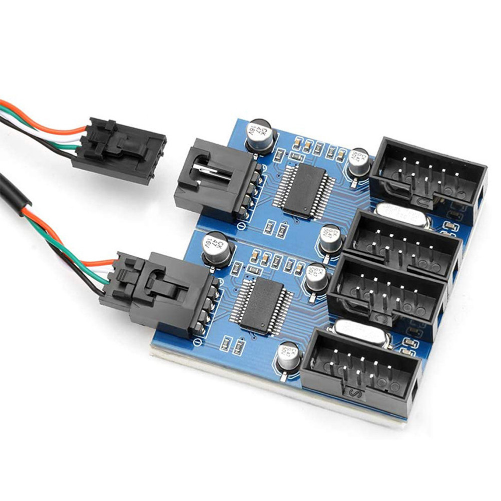 1/2 Way HUB Connector Motherboard USB 9 Pin Header Extension Splitter ...