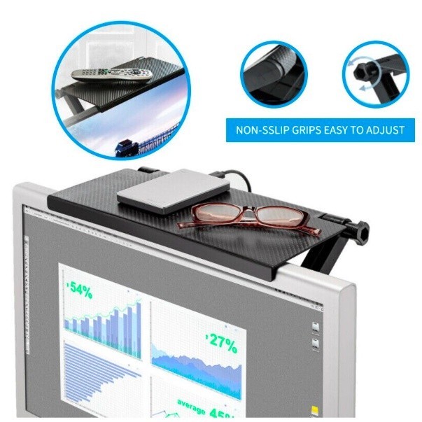 Adjustable TV Screen Top Storage Rack Holder Computer Monitor Organizer ...