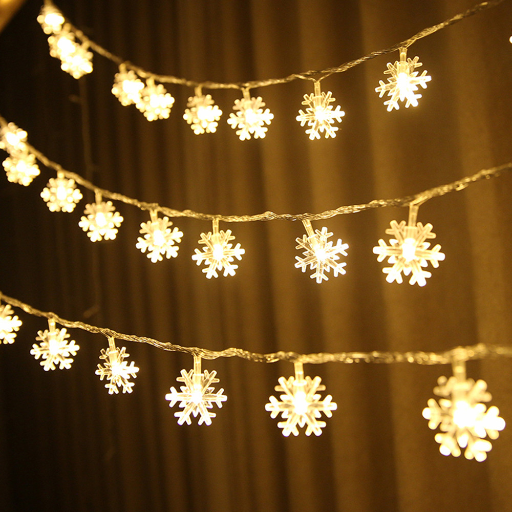 Snowflake Lights String LED Festoon Light Battery Christmas Tree Light