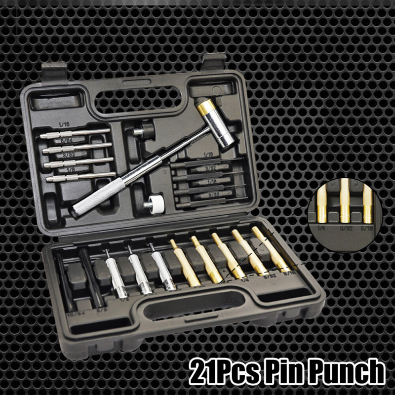21Pcs Roll Pin Punch Steel DoubleFaced Hammer Gunsmithing Maintenance