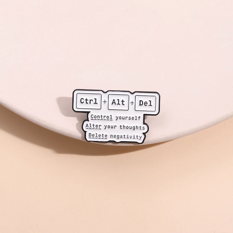 Computer Keyboard Button Brooch Humorous Text Quotation Metal Badge ...