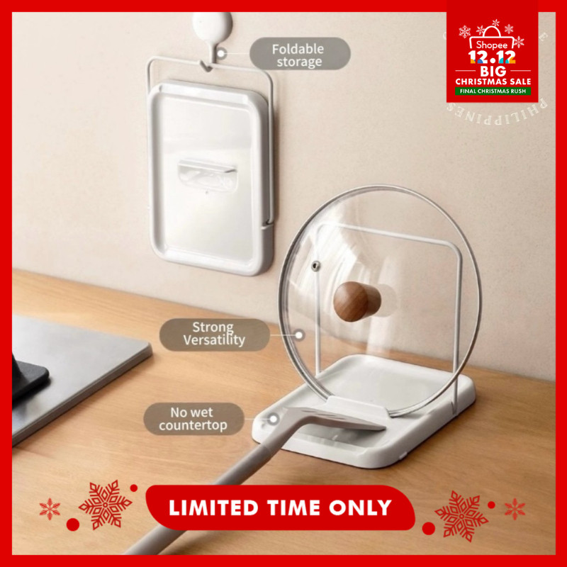 KITkitchen Multifunctional Lid Holder Spatula Stand Mat Pot Cover Rack ...