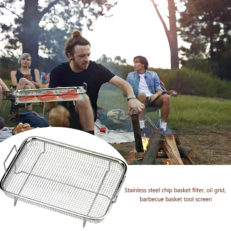 (Verdant) Kitchen Handle Collapsible Deep Frying Basket Square Strainer ...