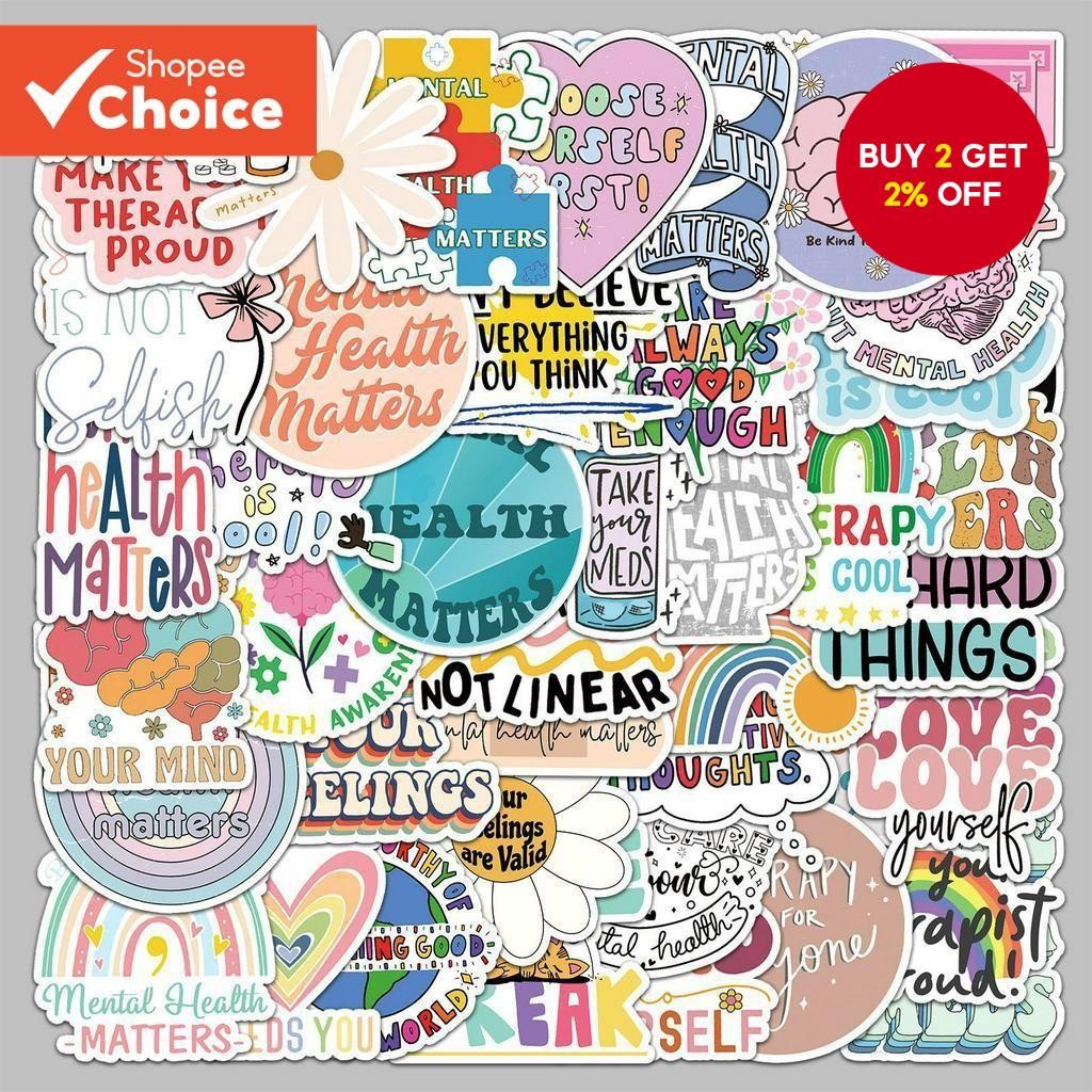 50PCS Mental Health Motivation Stickers - Waterproof Vinyl Decals for ...