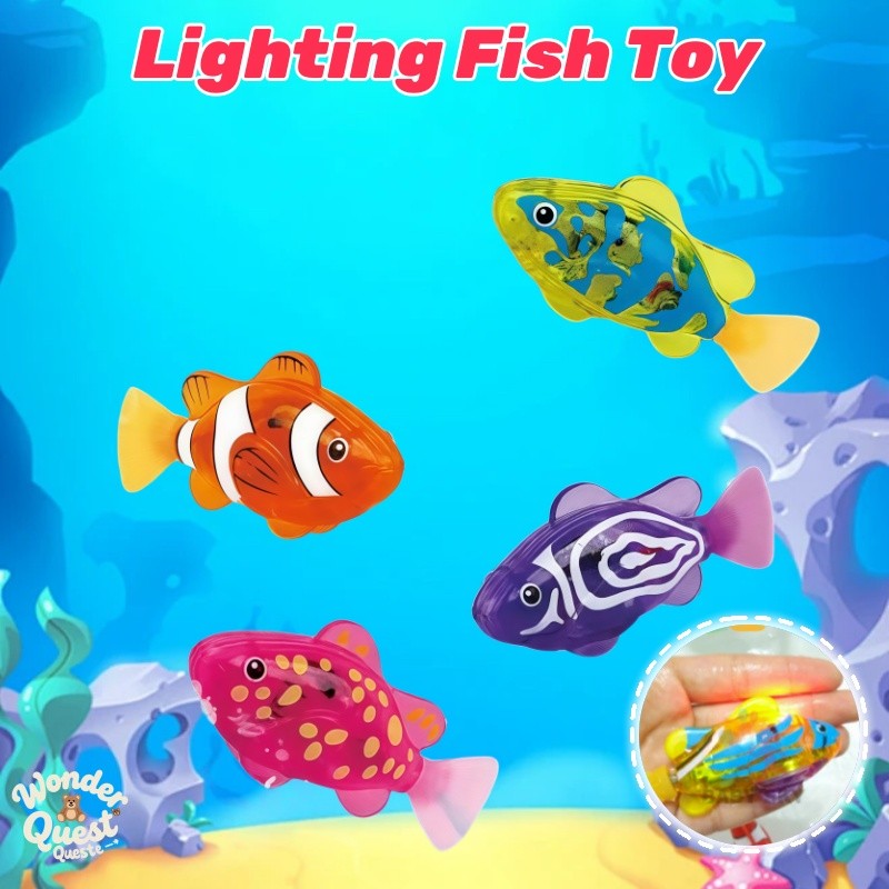 Electronic Robot Fish Toy for Kids Swimming Moving Flashing Fish Baby ...