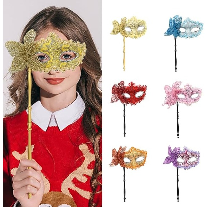Masquerade Mask Lace Fashion Carnival Handheld Mask Wedding Party ...