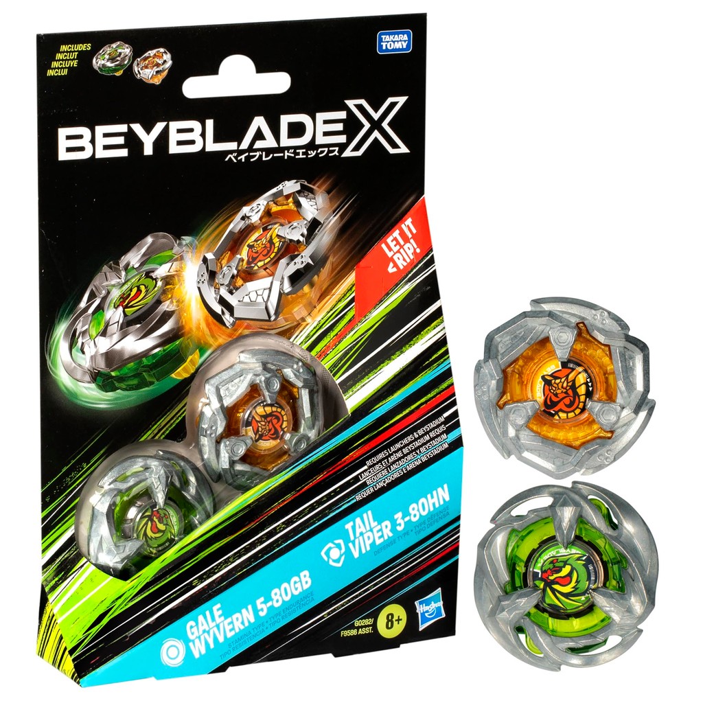 Dual Pack Beyblade X Gale Wyvern & Tail Viper – Toupies Compétition Avec Pièces Métal, Dès 8 Ans