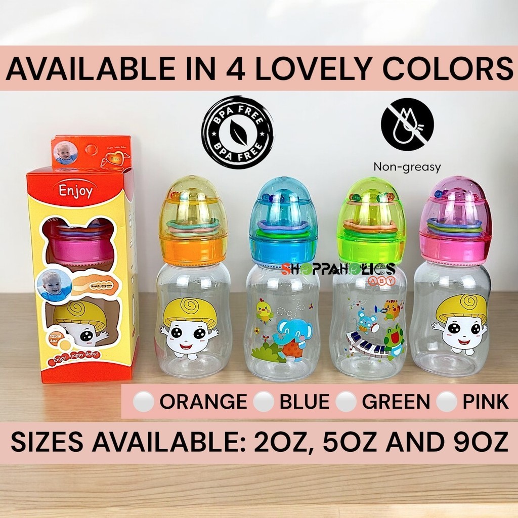 2OZ 5OZ 9OZ Standard Rattle Cute Baby Infant Newborn Milk Bottle BPA