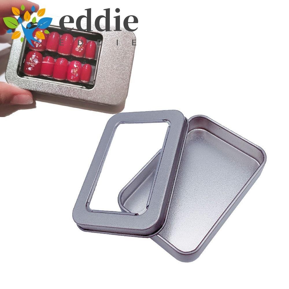 26EDIE Tin Box with Clear Window Lid, Multicolor Rectangular Nail Art