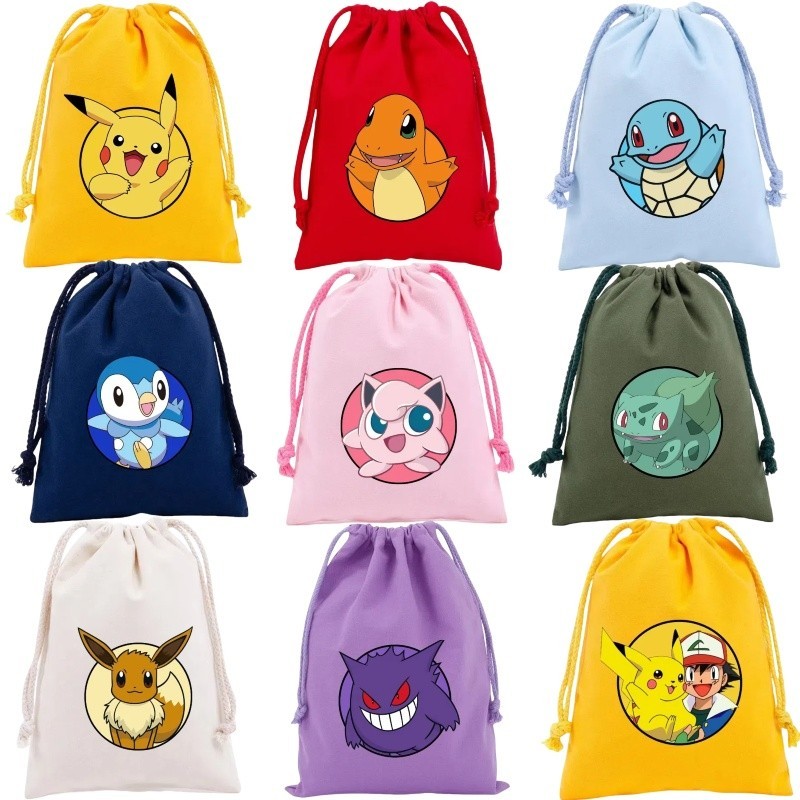 Pokémon drawstring bag cartoon storage bag gift bag plush cloth bag ...