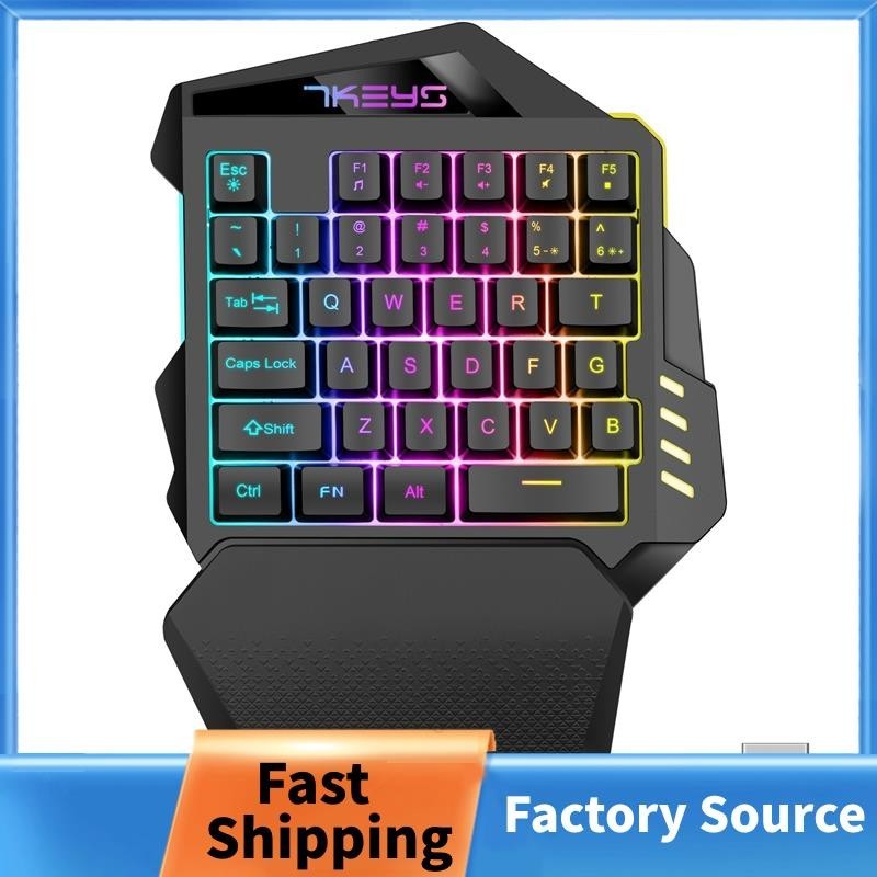 One Hand Wireless Gaming Keyboard RGB Backlit Portable Mini Keyboard ...