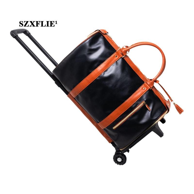 Szxflie1 Garment Bag with Wheels Luggage Bag Folding Handbag Shoulder Bag Modern Trolley Bag Suitcase for Men Women Outdoor Sports