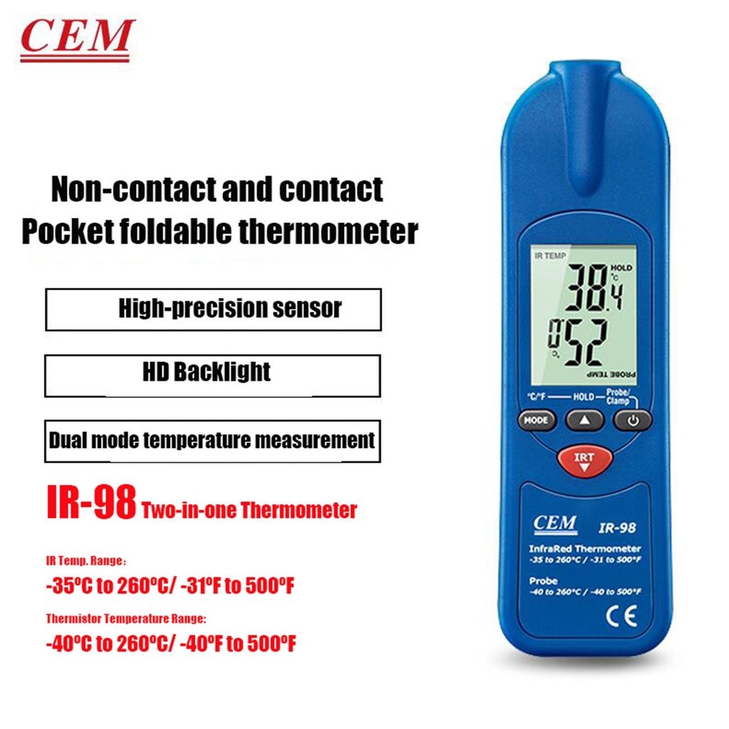 CEM IR98 External Pocket Foldable Thermometer Food Needle Thermometer