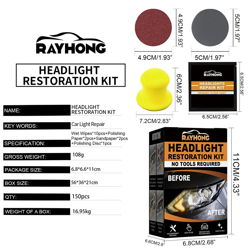 Car Headlight Restoration Set Headlamp Cover Scratch Remover for Car