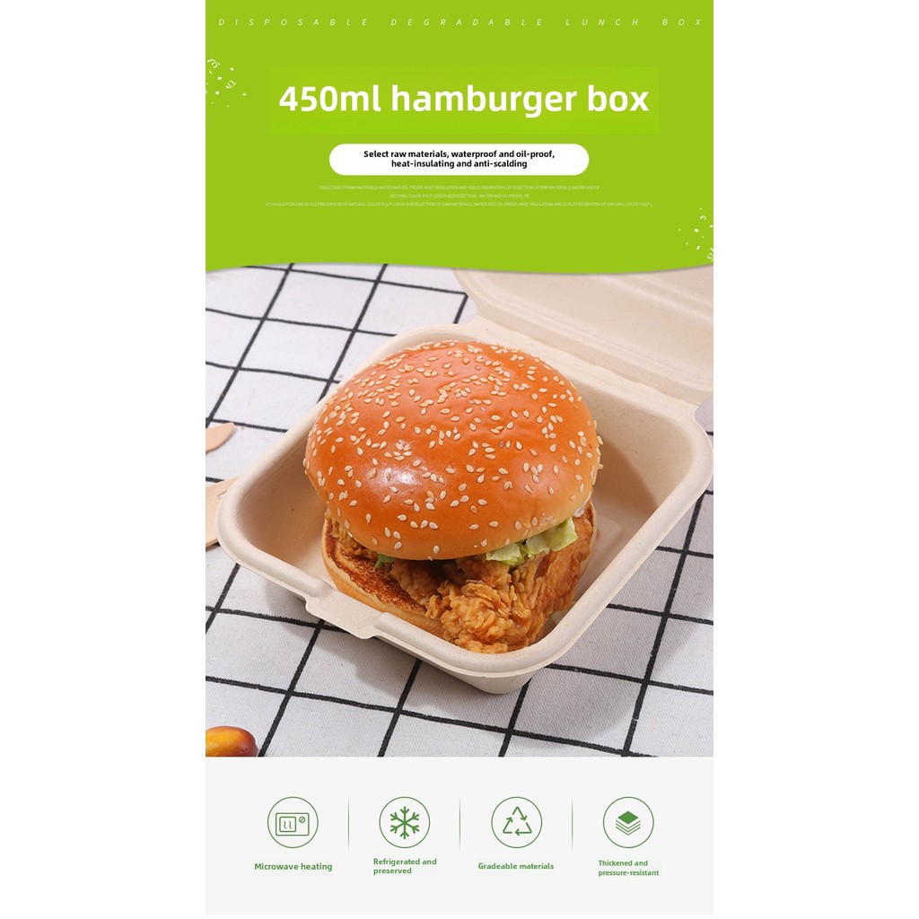 Disposable Lunch Box Influencer Cake Box Hand-Painted Sugarcane Pulp ...