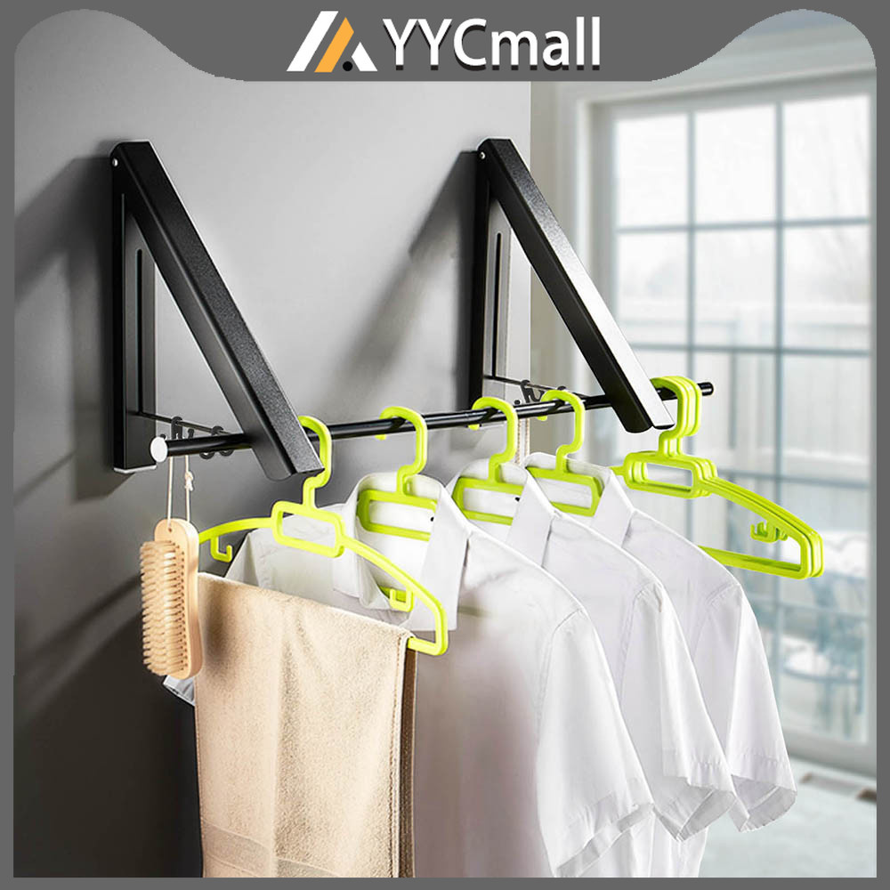 Wall Mounted Folding Laundry Drying Rack Hidden Clothes Rack Folding ...