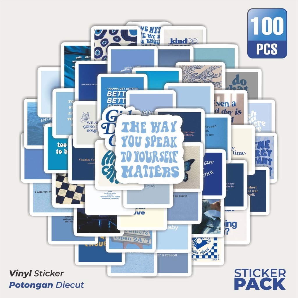 Vinyl Stickers INS Blue Stickers Waterproof Aesthetic Stickers - For ...