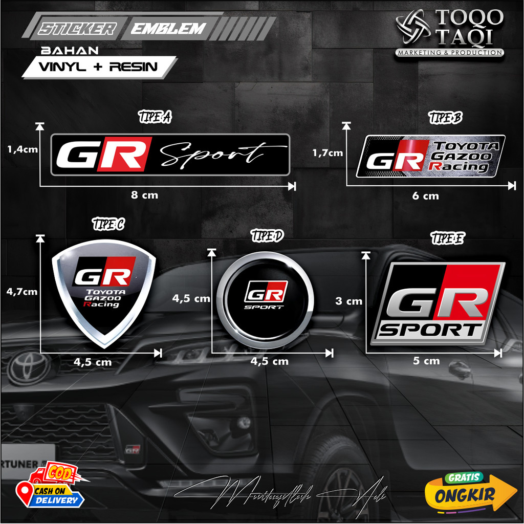 TOYOTA GR SPORT GAZO RACING SPORT CAR LOGO EMBLEM RESIN embossed ...