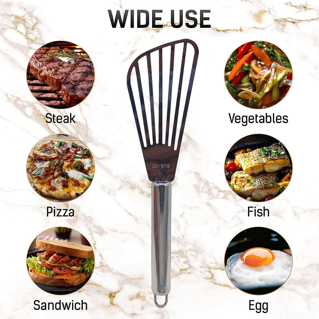 Stainless Steel Fish Spatula Multi-Purpose Slotted Spatula Hollow Steak ...